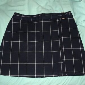 Navy Blue Striped Mini Skirt